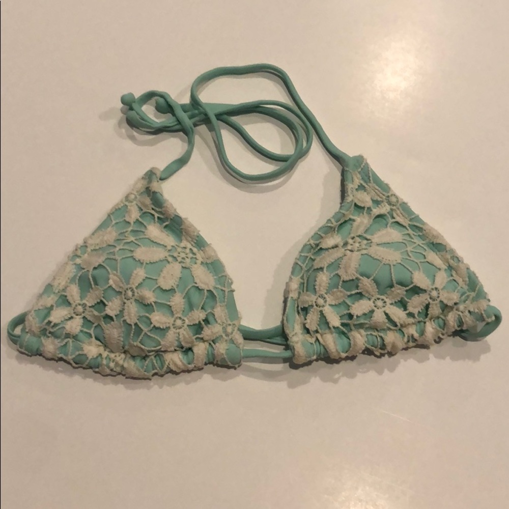 Aqua and crochet bikini top! Super cute!